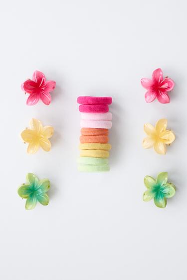 PETITE BOÎTE AVEC GOMMES ET PETITES PINCES FLEURS - Multicolore de Zara