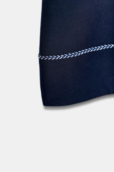 JUPE MI-LONGUE ÉVASÉE BRODÉE - Bleu encre de Zara - Image 8