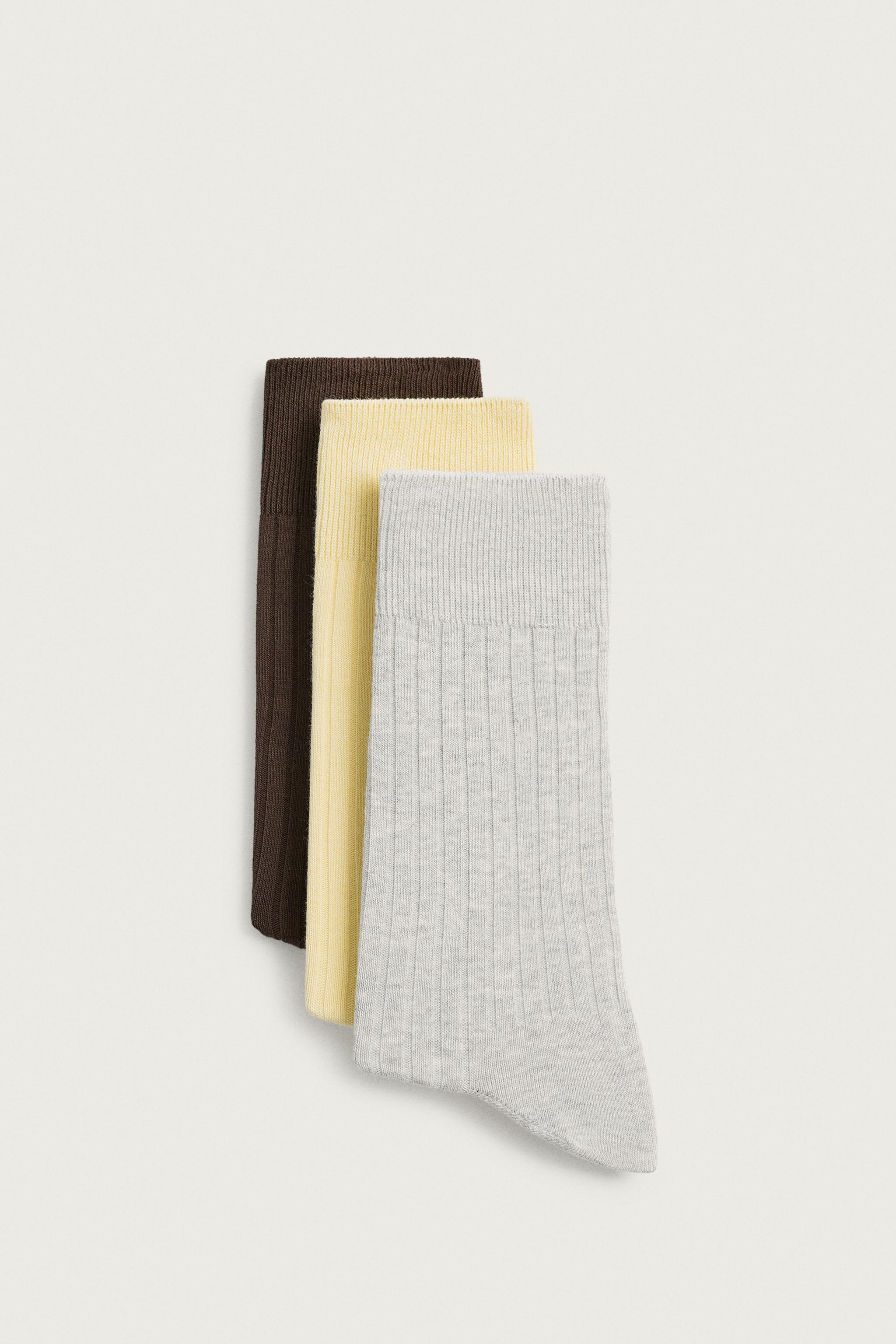 3-PACK RIBBED SOCKS — various