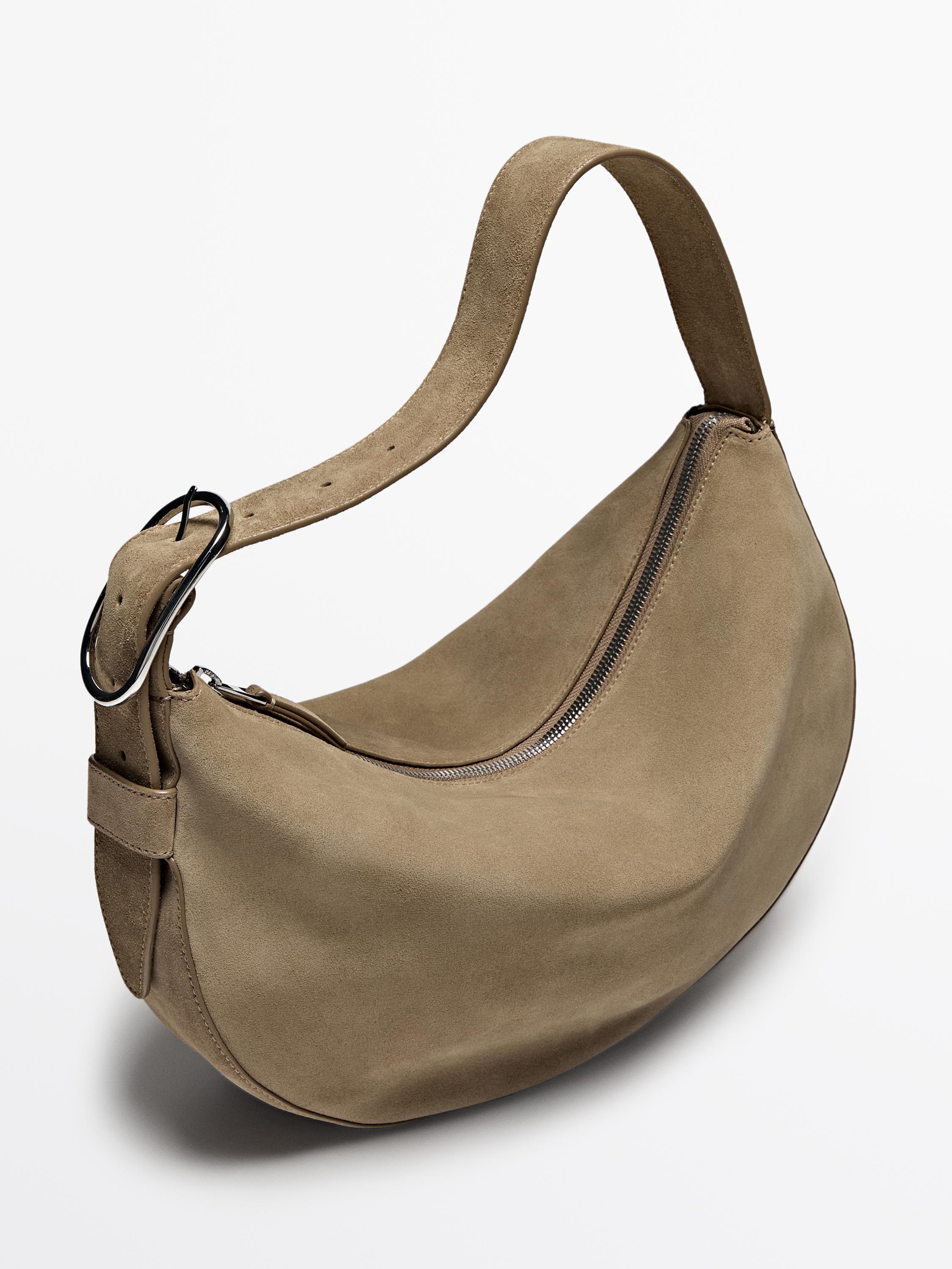 Split suede medium shoulder bag - Brown | ZARA United States Split suede medium shoulder bag - Brown | ZARA United States