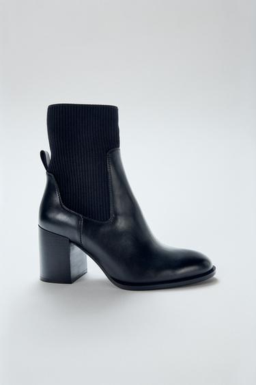 ANKLE BOOTS SALTO TECIDO - Preto da Zara