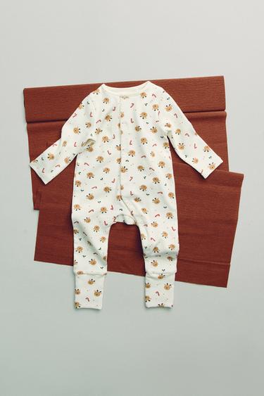 REINDEER CONVERTIBLE FOOT SLEEPSUIT - Ecru by Zara