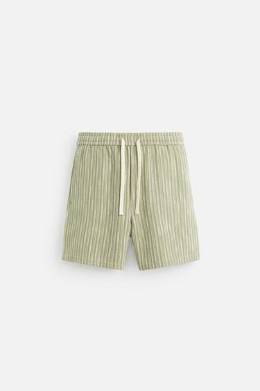 Zaras STRUKTURSHORTS - Ljusgrön