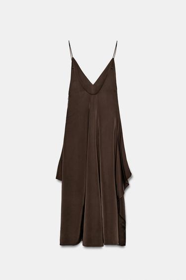 ROBE ASYMÉTRIQUE À VOLANTS ZW COLLECTION - Marron de Zara - Image 5