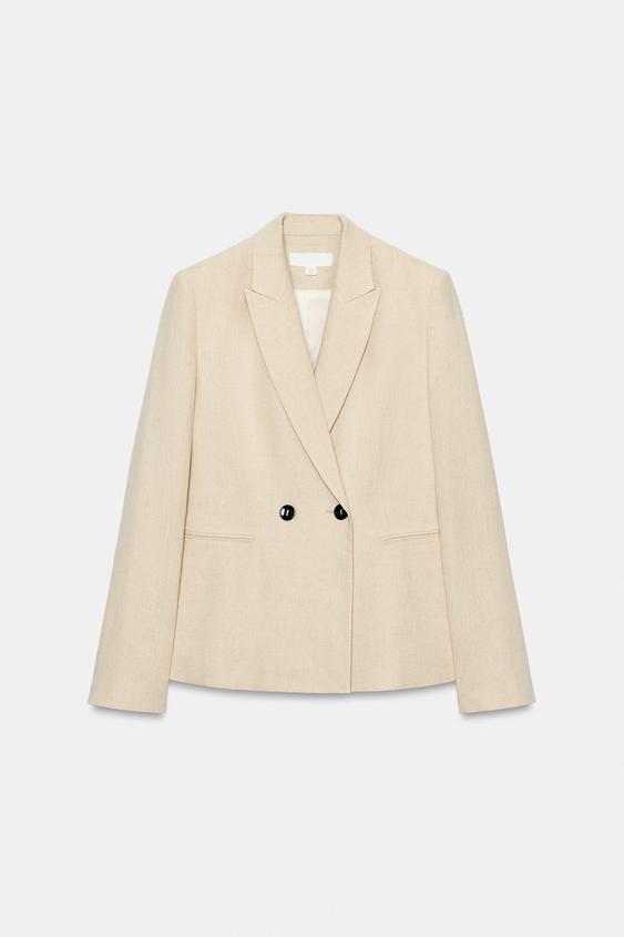BLAZER CRUZADA CON LINO - Beige claro de Zara - Imagen 0