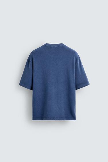 T-SHIRT EN MAILLE COUPE BOXY - Bleu de Zara - Image 6