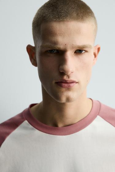 T-SHIRT COLOR BLOCK - Blanc / Rose de Zara - Image 4