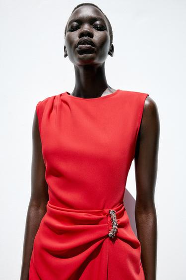 HARDWARE MIDI DRESS - Red by Zara - Image 2