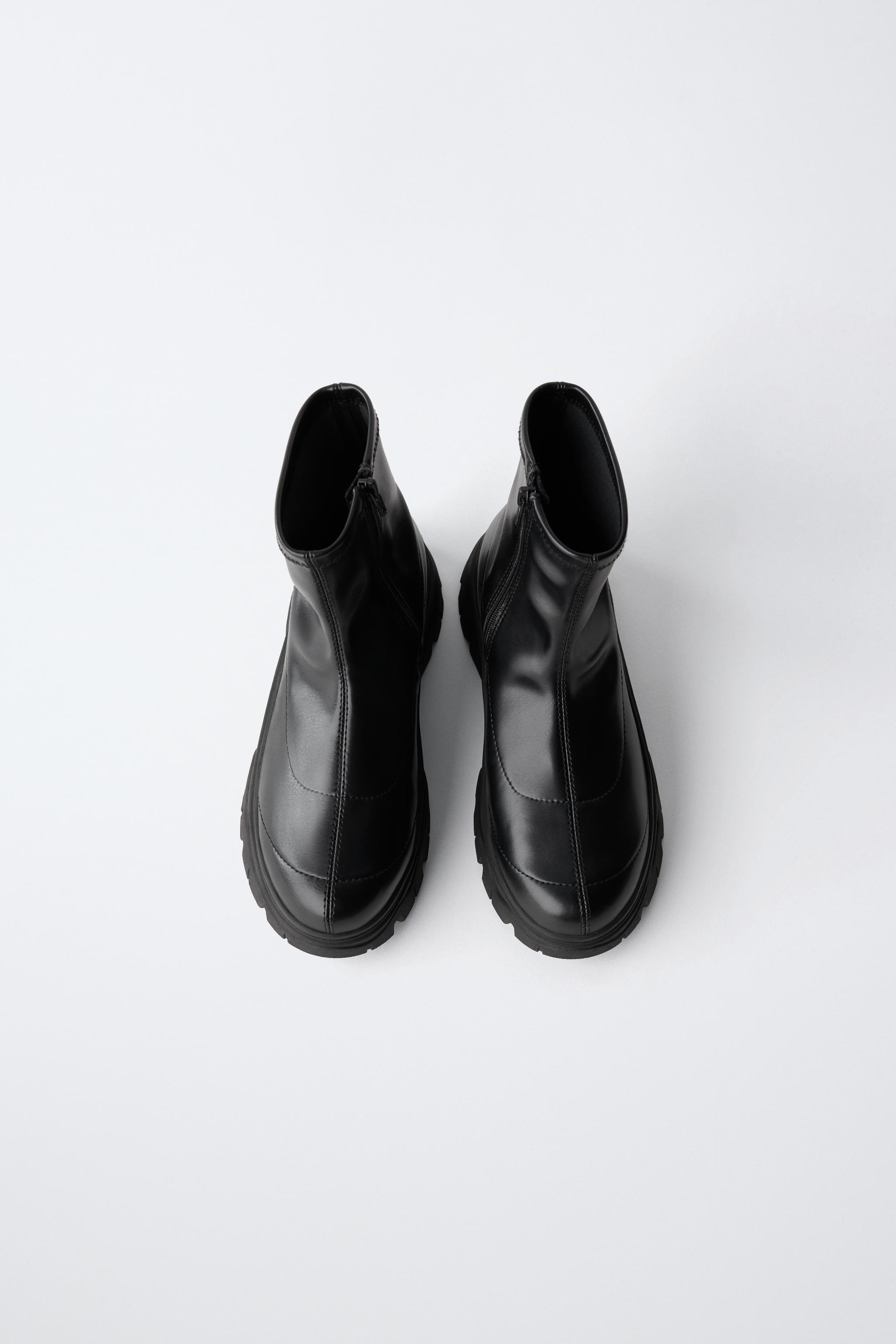 トラックソールショートブーツ - ブラック | ZARA Japan / 日本