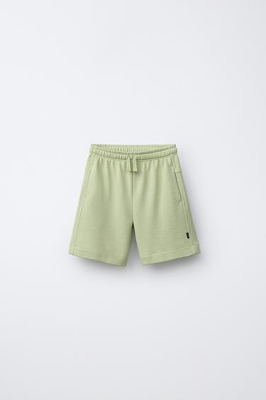 PLAIN PLUSH BERMUDA SHORTS - washed green by Zara