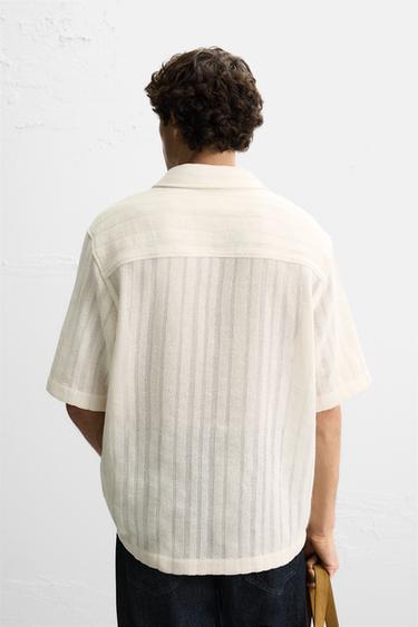 TEXTURED LACE POLO SHIRT - Ecru by Zara - Image 2