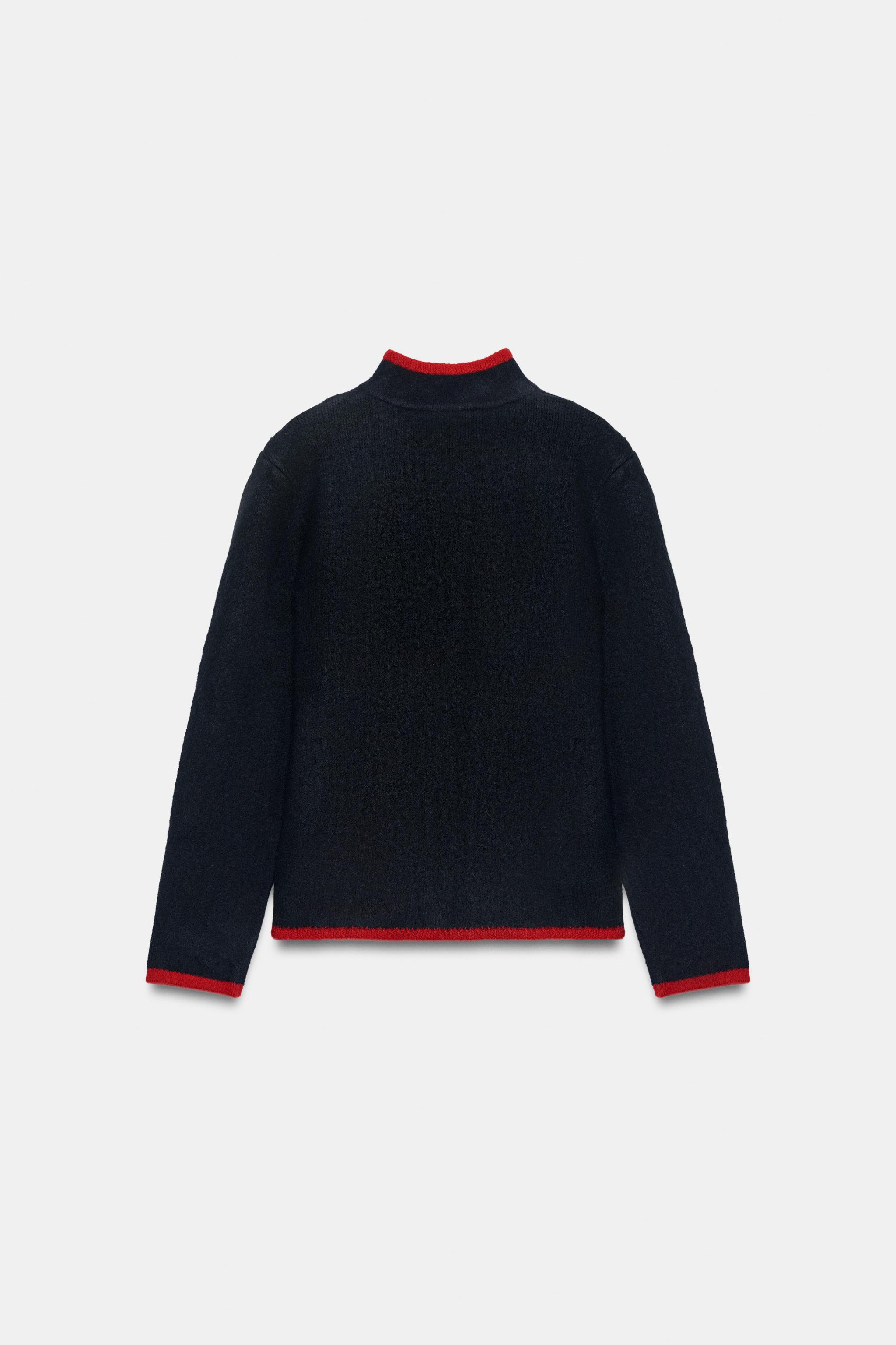 VESTE EN MAILLE LISERÉS CONTRASTE