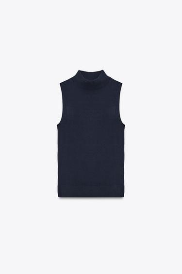 HALTER KNIT TOP - Dark navy by Zara