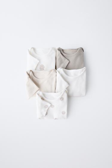 PACK CINCO BODIES CONEJITOS - Marrón / Topo de Zara