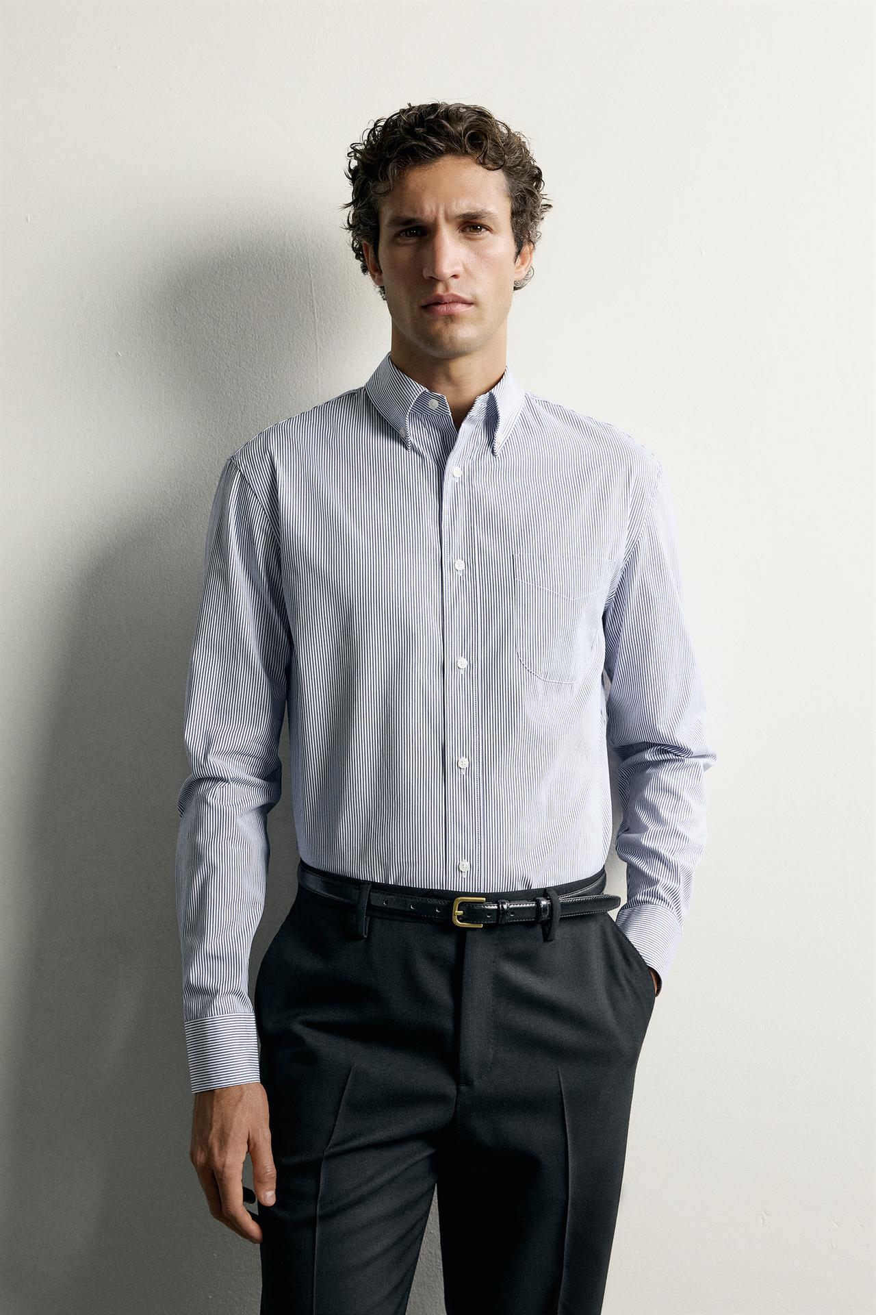 COTTON REGULAR FIT SHIRT — striped