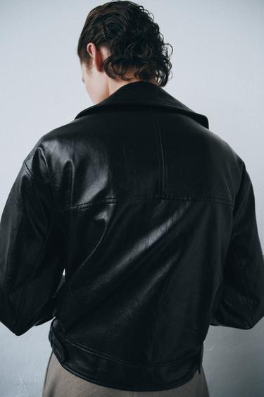 ZW COLLECTION LEATHER EFFECT JACKET - Black by Zara - Image 4