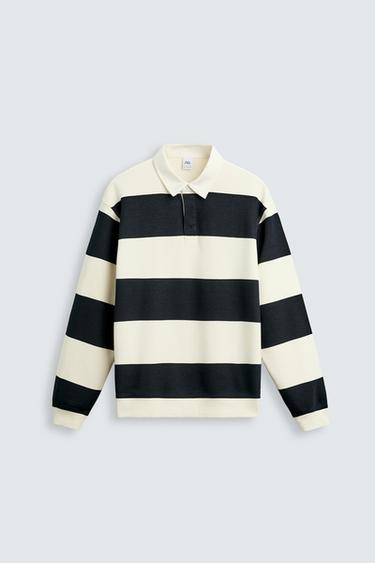 SUDADERA POLO CUELLO CONTRASTE - Crudo / Marino de Zara