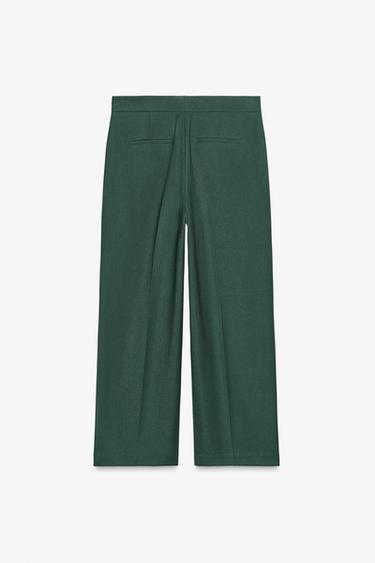 PANTALON CULOTTE TAILLE HAUTE - Vert foncé de Zara - Image 5