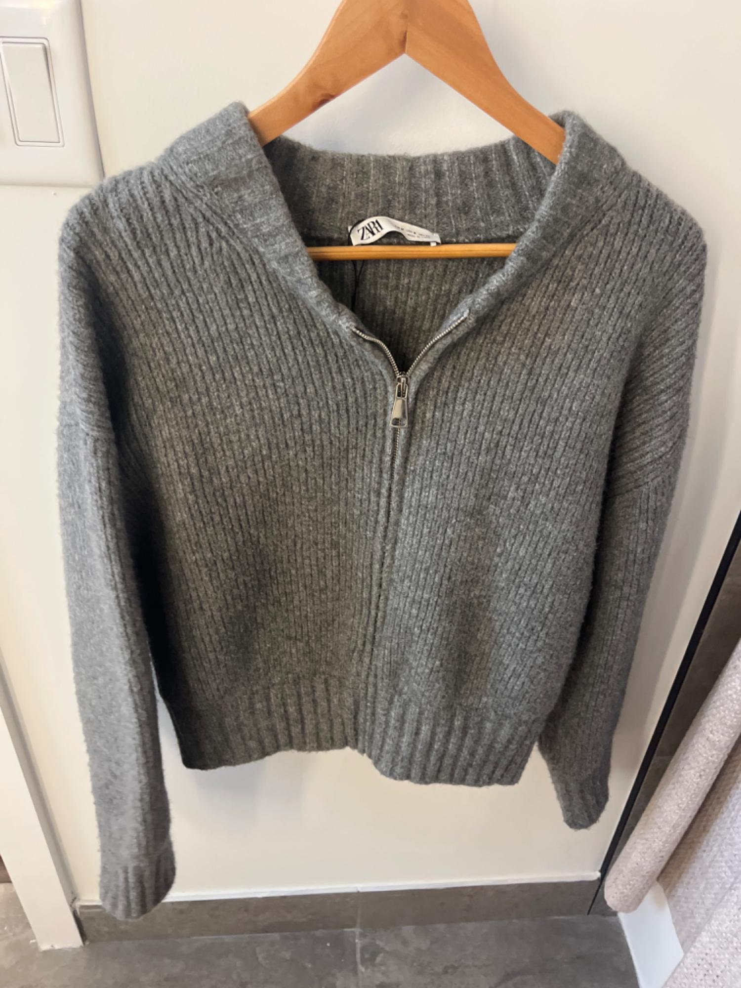 ZIPPERED KNIT BOMBER CARDIGAN
