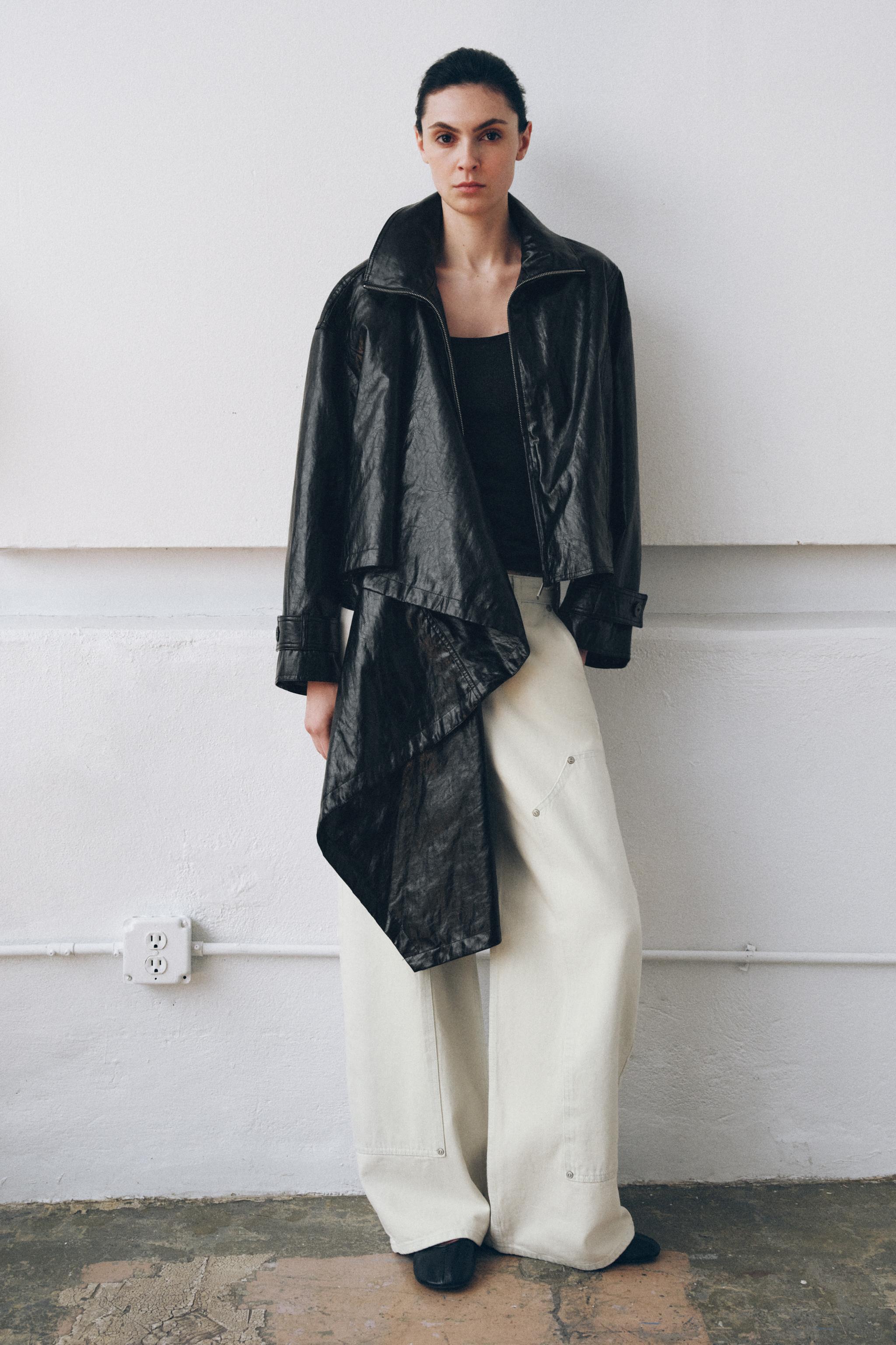 フェイクレザー スカーフジャケット ZW COLLECTION - ブラック | ZARA