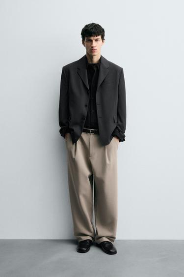 Zara RELAXED FIT PLEATED PANTS - Light tan - Image 0