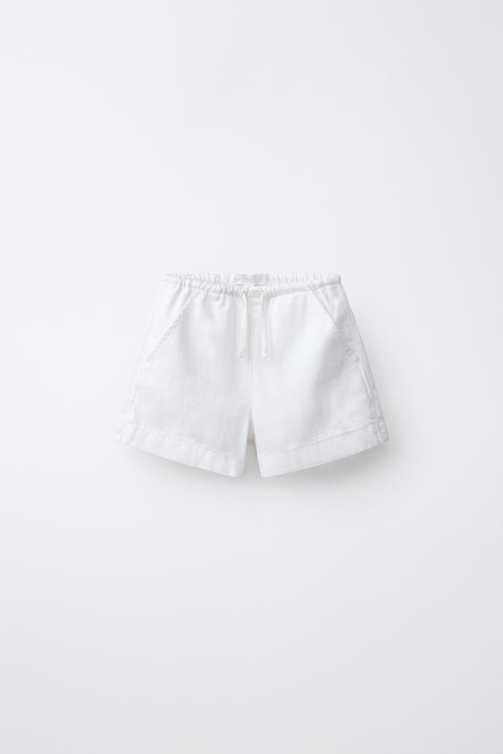 برمودا دنيم بأربطة - أبيض الخاص بـ Zara - صورة 0