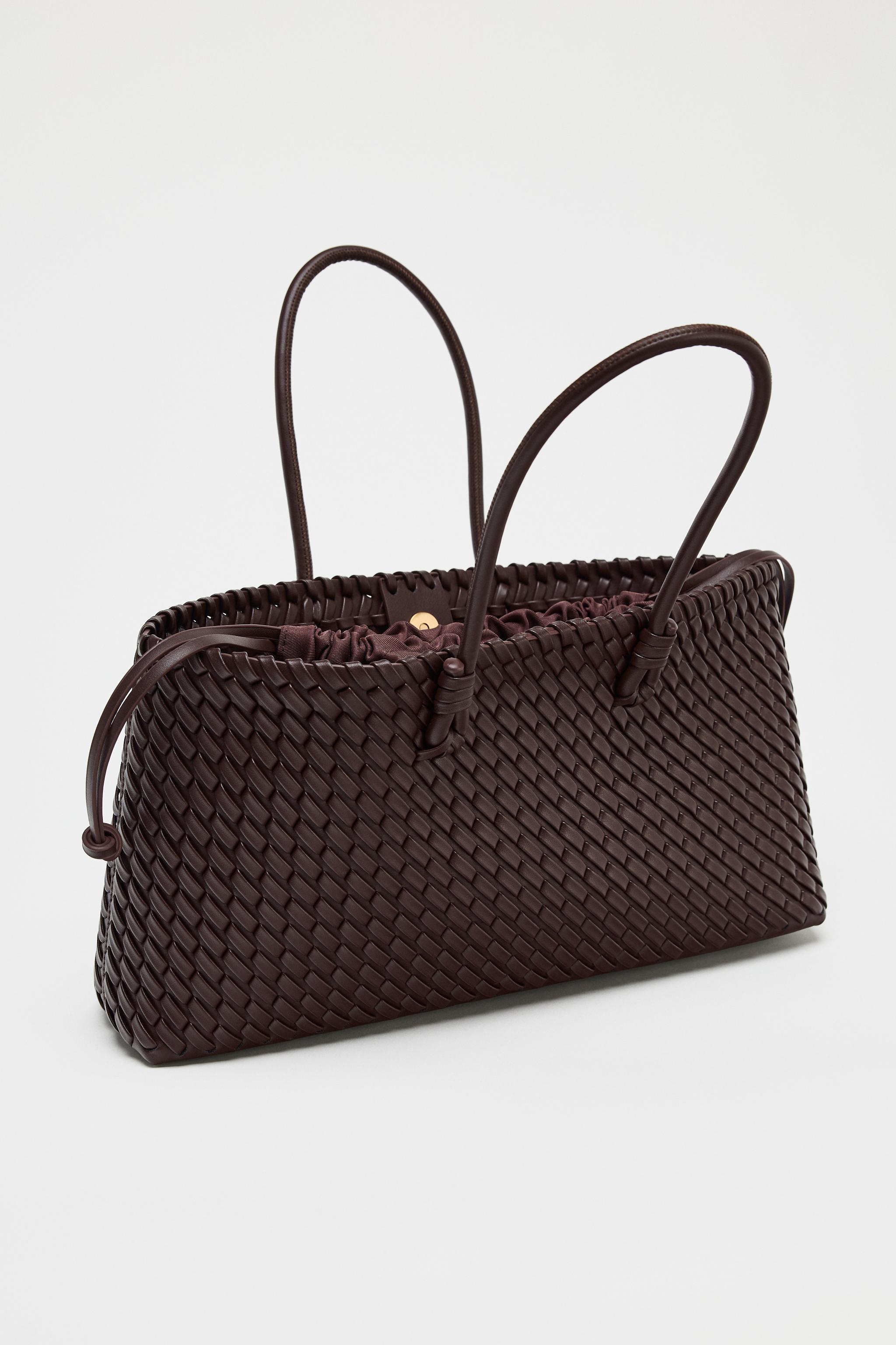 編み込み縦長トートバッグ - ボルドー | ZARA Japan / 日本 編み込み縦長トートバッグ - ボルドー | ZARA Japan / 日本