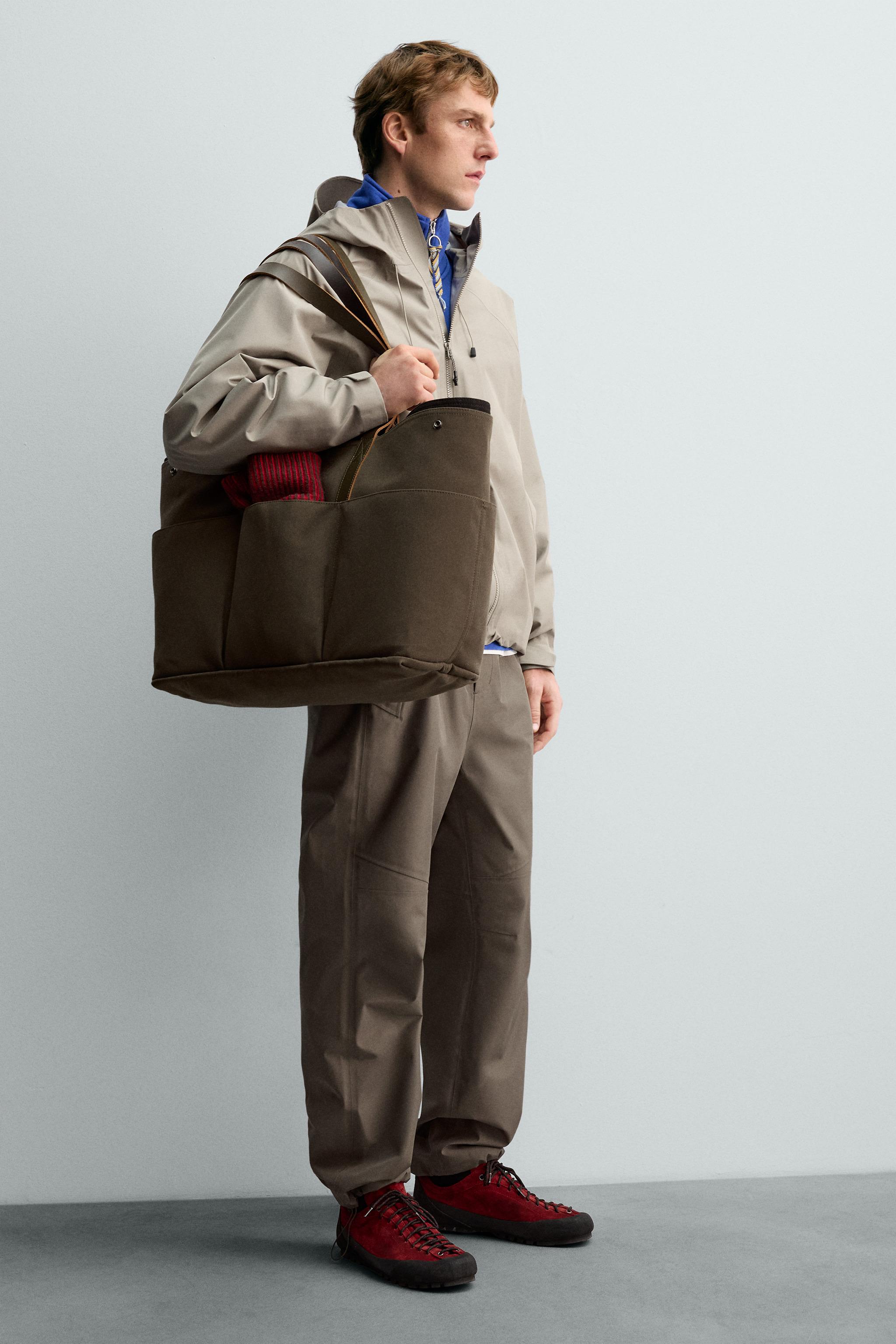 AARON LEVINE X ZARA レザーディテール トートバッグ - カーキ | ZARA