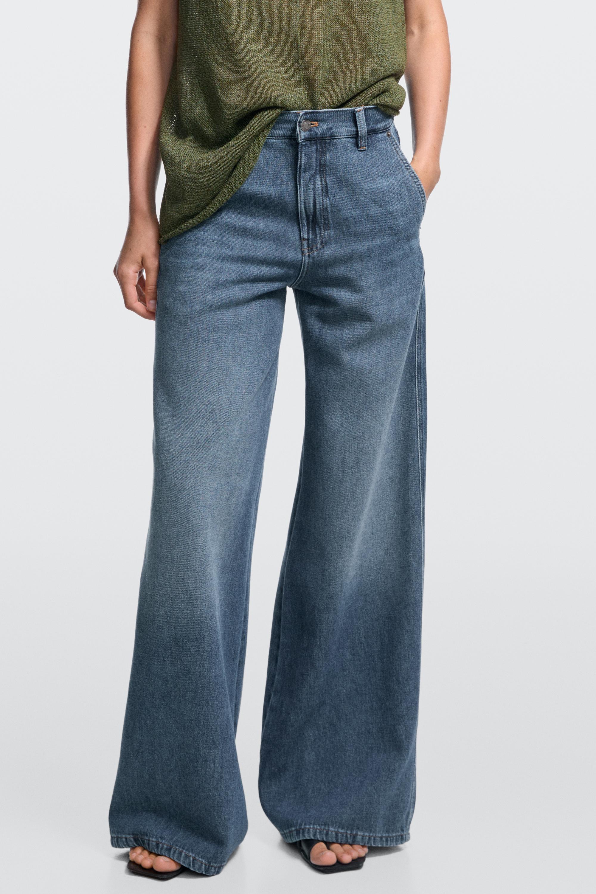 Mid-waist wide-leg jeans — Aquamarine