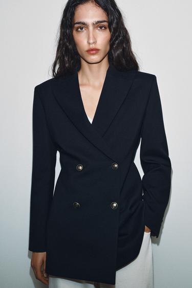 VESTE AJUSTÉE BOUTONS ZW COLLECTION - Bleu marine foncé de Zara - Image 1