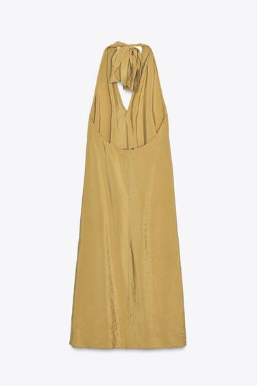 ROBE MIDI FLUIDE HALTER - Vert olive de Zara - Image 4