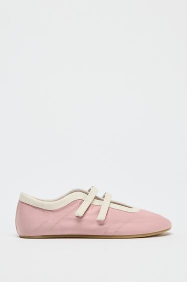 SATIN EFFECT TOPSTITCHED BALLERINAS - Pink by Zara - Image 2