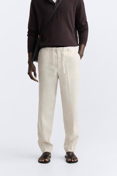 PANTALÓN 100% LINO - Beige claro de Zara