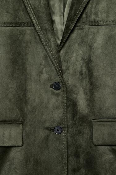 FAUX SUEDE BLAZER - Moss green by Zara - Image 7