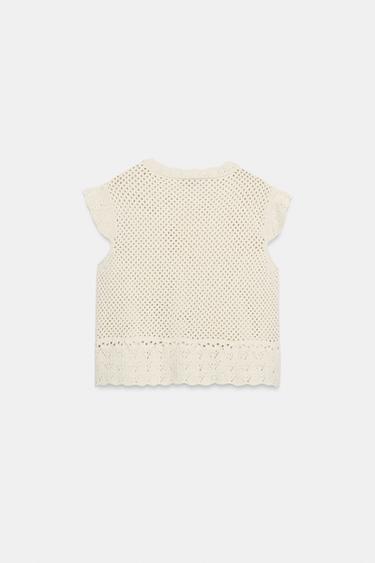 TOP EN MAILLE AJOURÉE - Écru de Zara - Image 7