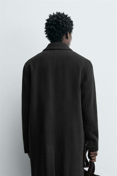 MANTEAU 100 % LAINE À CHEVRONS - Kaki foncé de Zara - Image 2