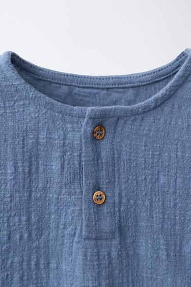 TEXTURED CONTRAST T-SHIRT - Blue by Zara - Image 2