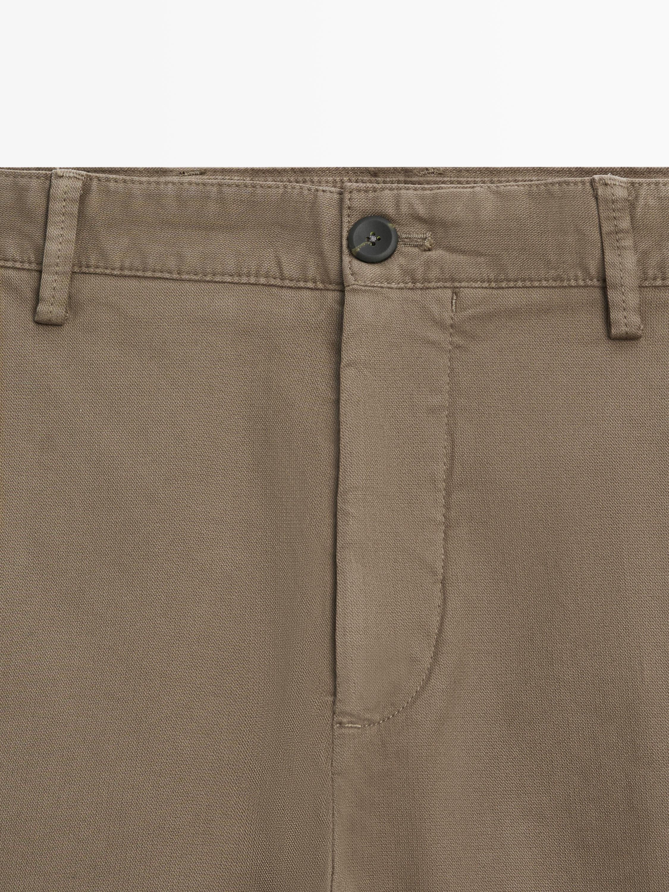 Slim-fit micro-textured trousers