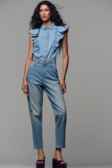 JEANS Z.01 MOM FIT COMFORT TIRO ALTO - Azul medio de Zara