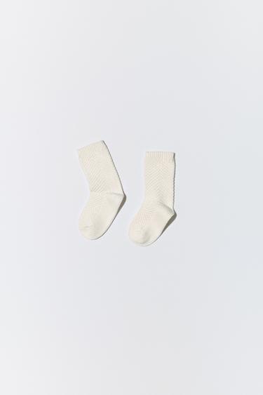COTTON SILK KNIT SOCKS - Ecru by Zara