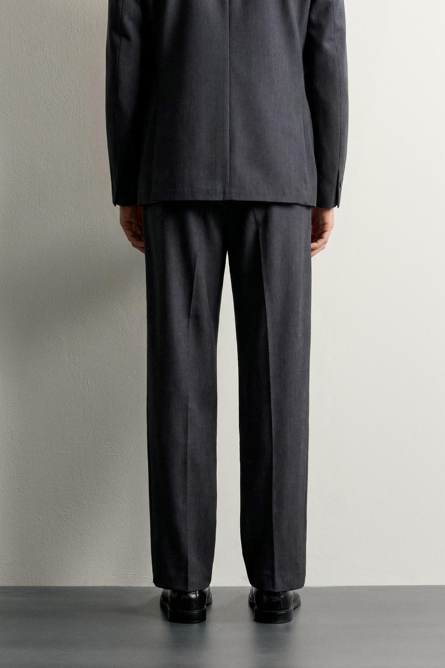 Мужские брюки Zara Regular Fit Pleated Suit, цвет: Голубоватый — фото 3