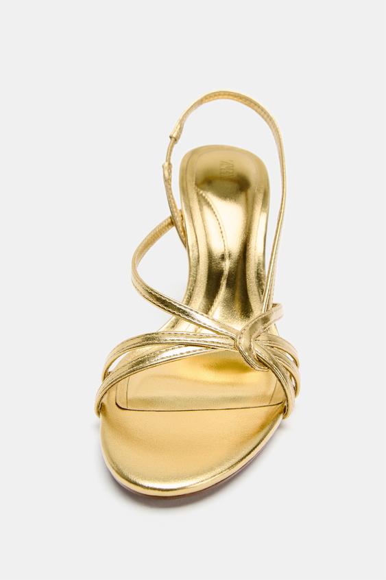 LAMINATED STRAP HEELED SANDALS