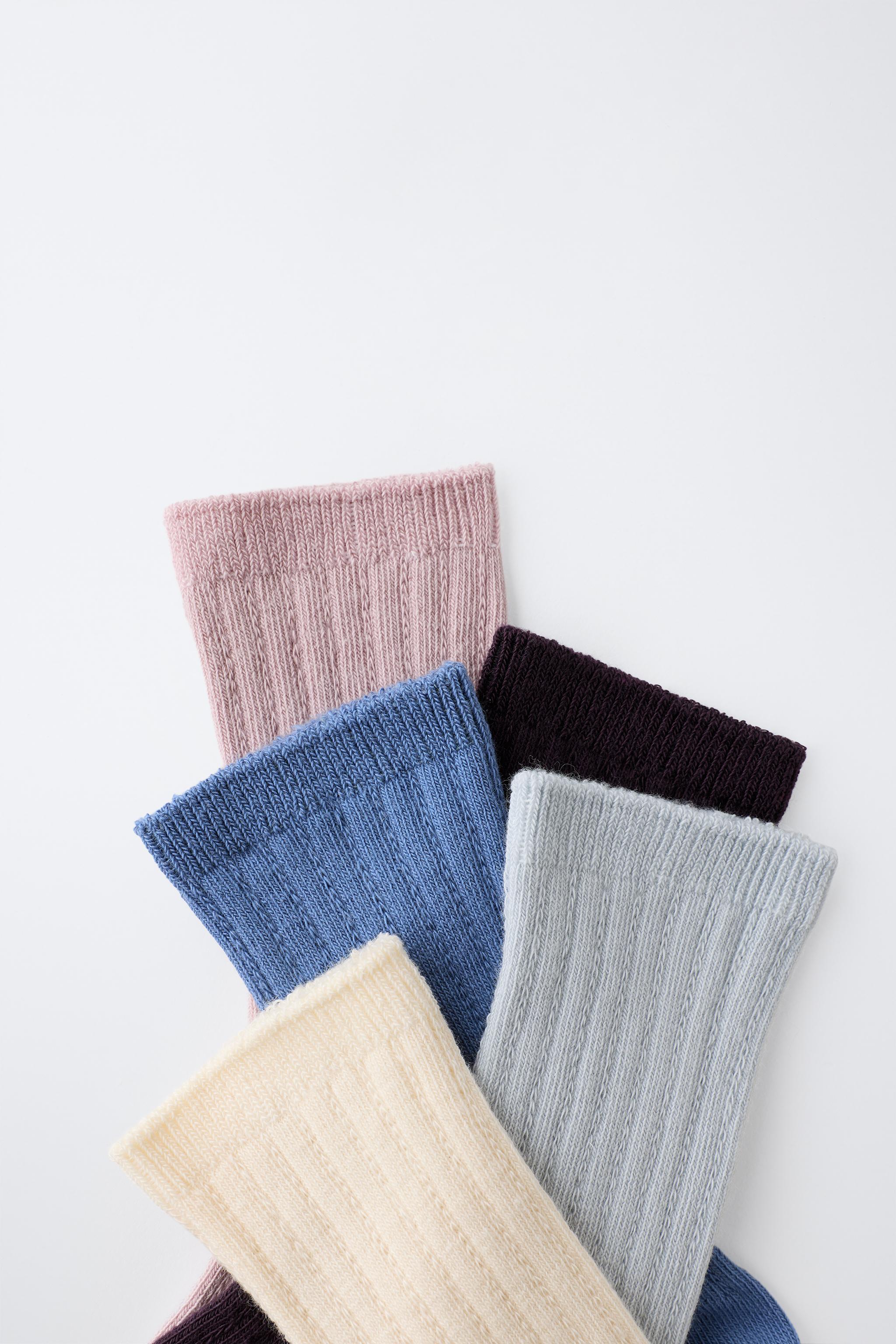 LOT CINQ CHAUSSETTES MI-HAUTES CANNELÉ