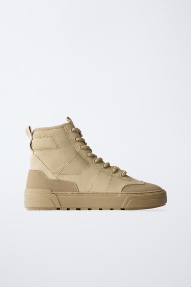 Zara TEHNILISEST KANGAST KÕRGED TENNISED - Brown