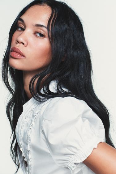 POPLIN SHIRT WITH RUFFLES - White by Zara - Image 2