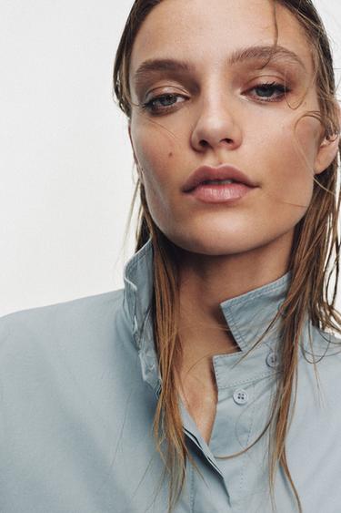 قميص بأكمام منفوخة ZW COLLECTION - أزرق / رمادي by Zara