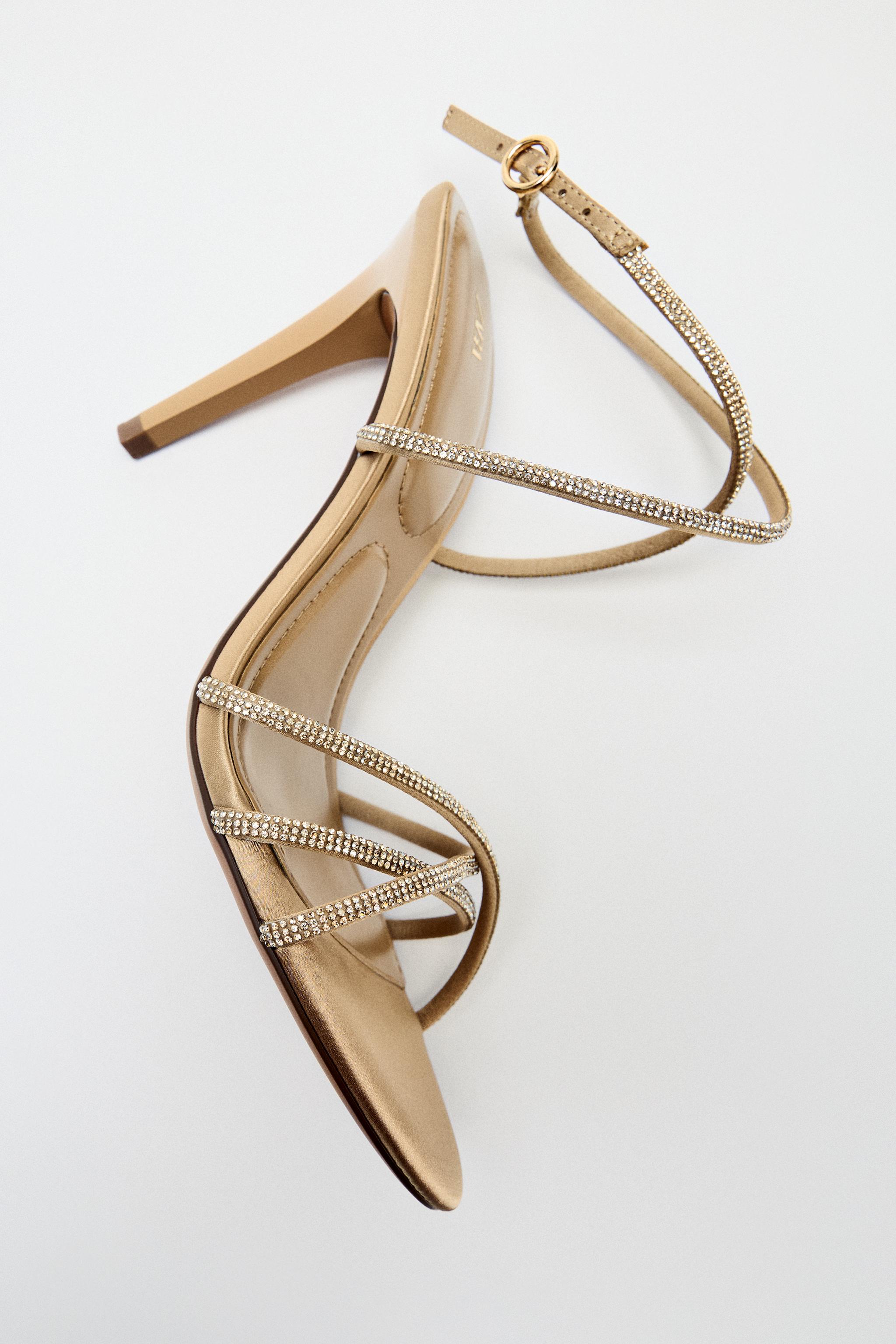HIGH-HEEL SANDALS WITH RHINESTONES