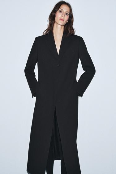 Zara 合身鈕扣大衣 ZW COLLECTION - 黑色