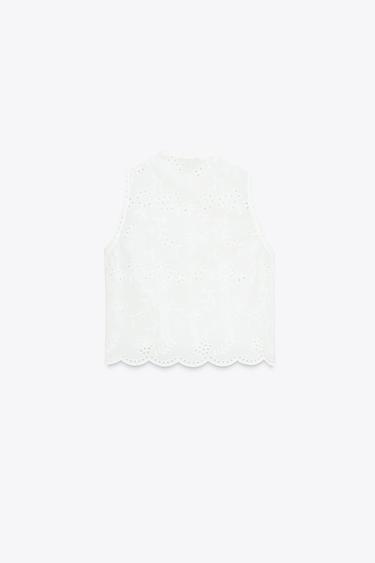 CHEMISE BRODERIES AJOURÉES - Blanc de Zara - Image 5