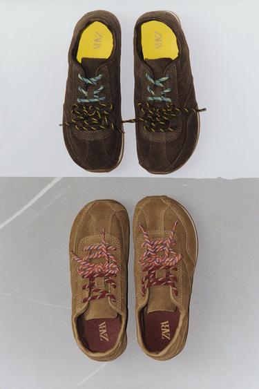 Zara LEATHER BAREFOOT SNEAKERS - Chocolate Brown
